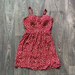 Red Breezy Summer Dress with Daisy Pattern